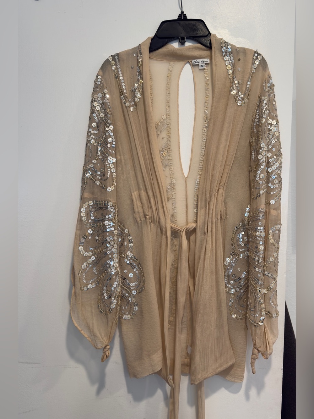 Sheer Sequin Top Cover Up Cardigan